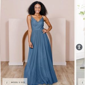 Revelry Penelope Tulle Dress Dusty Blue